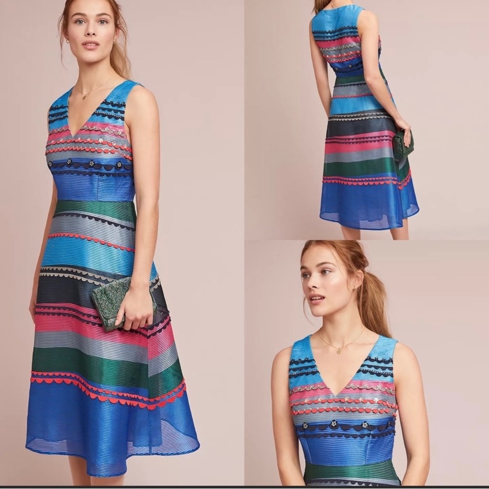 Anthropologie Pankaj & Nidhi Prisma Striped Dress Size Small